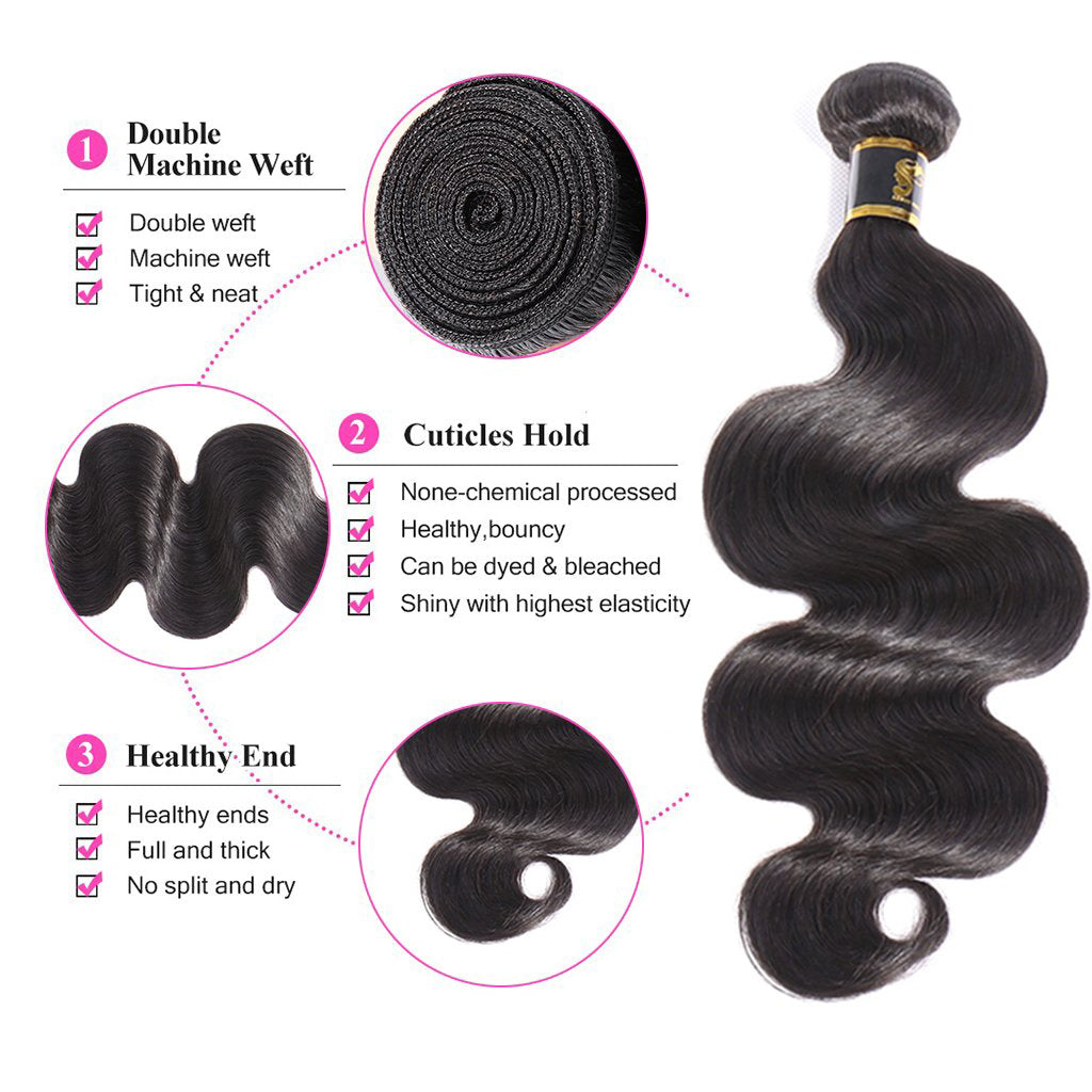 Brazilian Hair Body Wave Human Hair Bundle Natural Black Color 1 Bundle No Tangle Weave