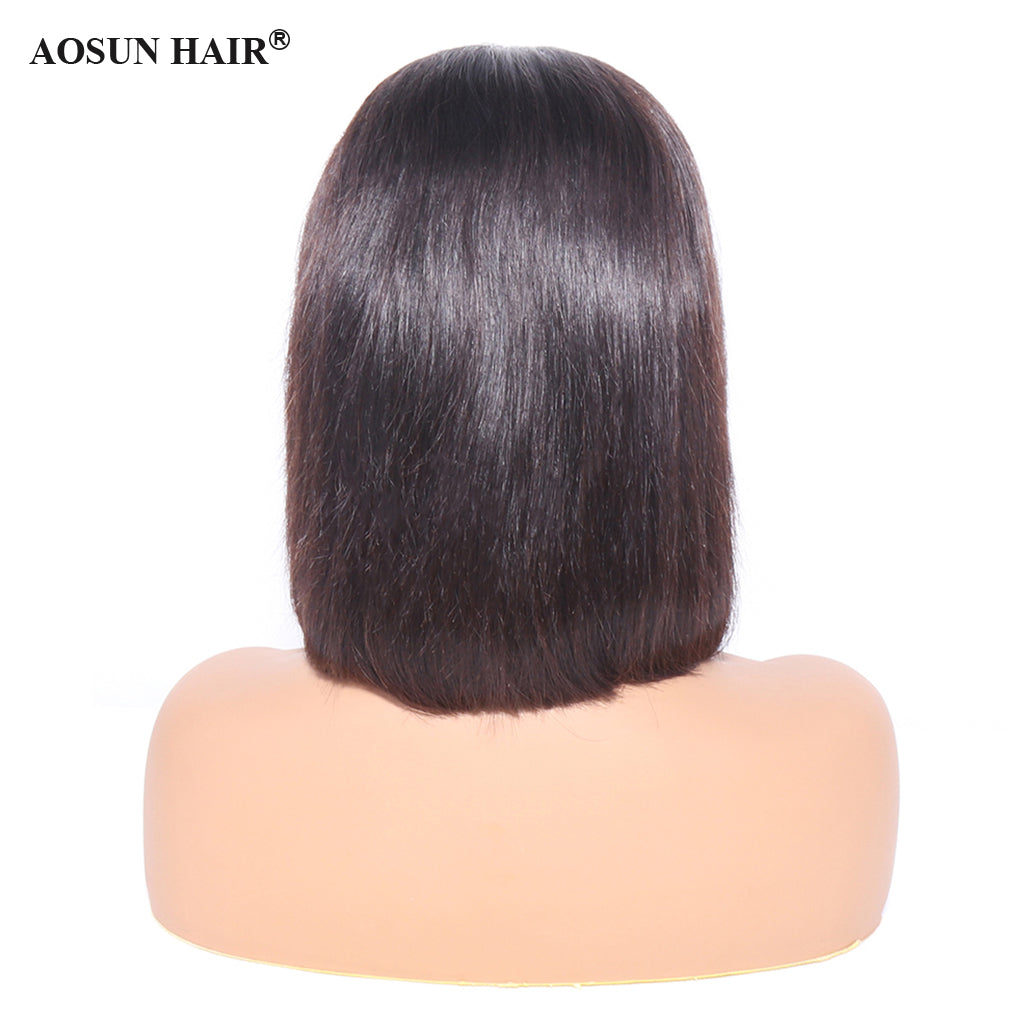 Aosun 13x6 Front Lace Straight Bob Wig Full Thick Brazilian Virgin Hair Wig