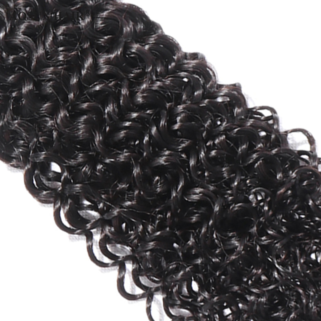 Aosun Italian Curly Human Hair Bundles with Closure Brazilian Virgin Hair Free Shipping