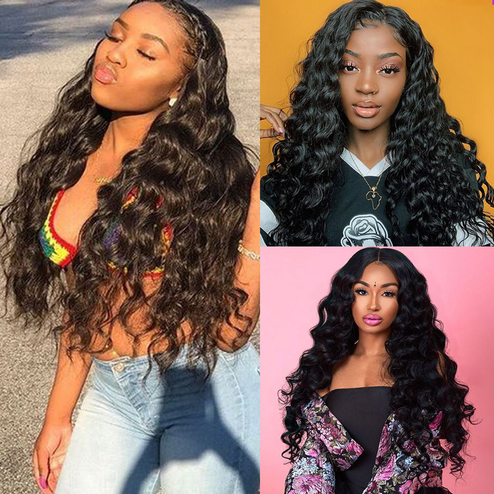 Deep Wave 3 Bundles with 4x4 Closure 100% Peruvian Human Hair Bundles with Closure Unprocessed Deep Curly Virgin Hair Natural Color