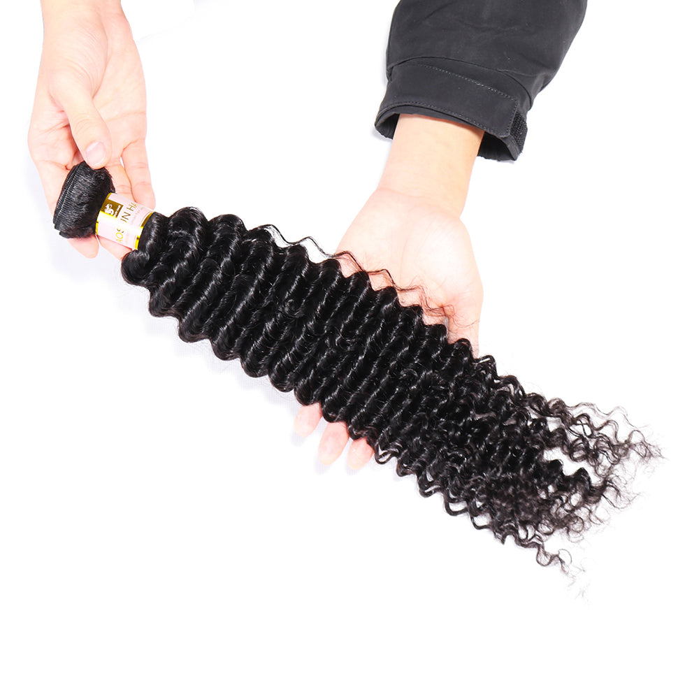 3 Bundles Deep Curly Virgin Hair 100% Human Hair Weave deep wave Free Shipping