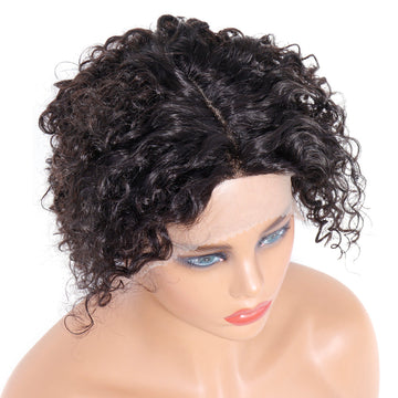 T-Part Lace Wig Pixie Cut Wig Short Curly Human Hair Wigs for Women Soft and Fluffy Curly Wig Pre Plucked Hairline