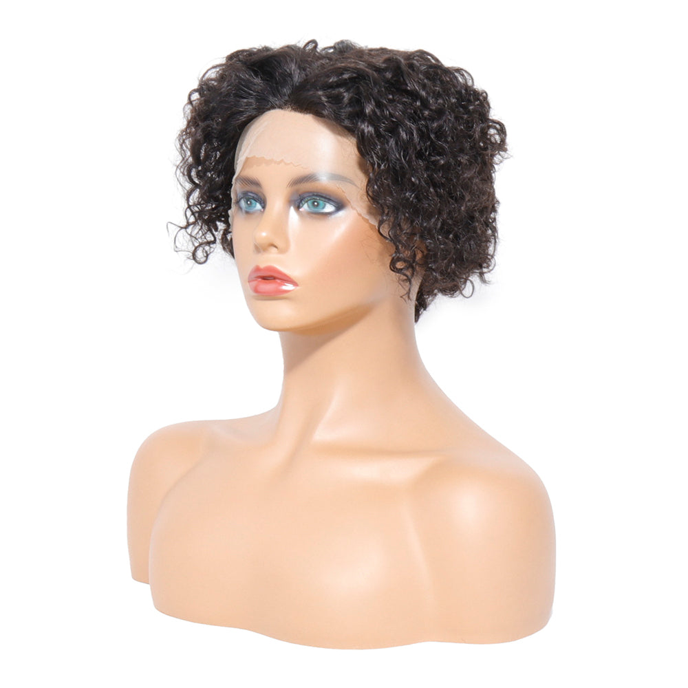 T-Part Lace Wig Pixie Cut Wig Short Curly Human Hair Wigs for Women Soft and Fluffy Curly Wig Pre Plucked Hairline