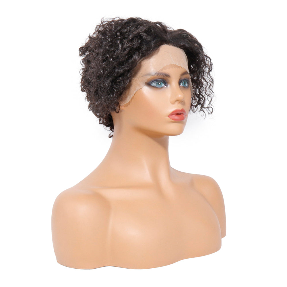 T-Part Lace Wig Pixie Cut Wig Short Curly Human Hair Wigs for Women Soft and Fluffy Curly Wig Pre Plucked Hairline