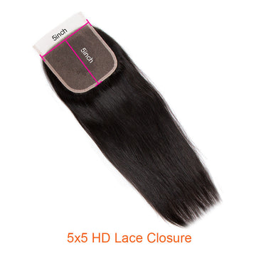 Aosun Hair 5x5 HD Transparent Lace Closure Straight Human Hair HD Lace