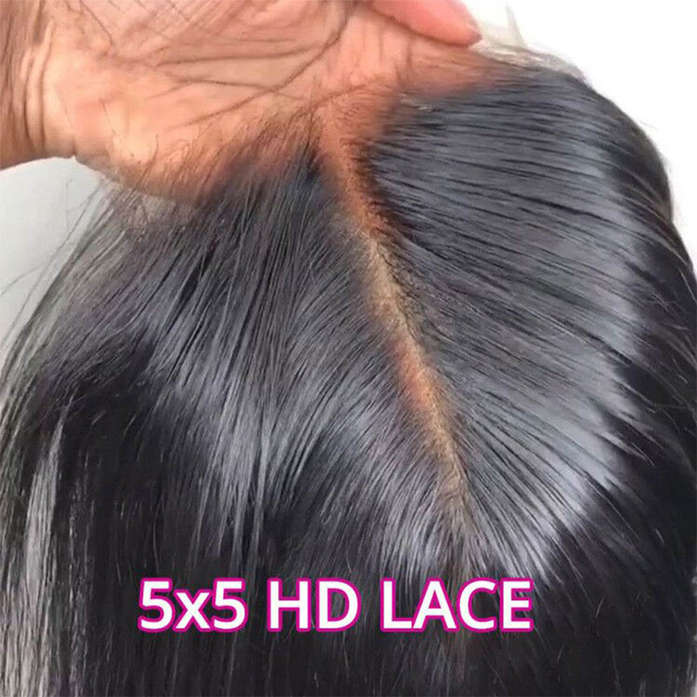 Aosun Hair 5x5 HD Transparent Lace Closure Straight Human Hair HD Lace