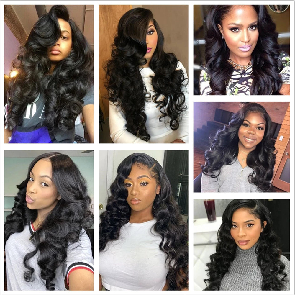 Brazilian 100% Human Hair 3 Bundles Loose Wave Bundles Natural Black Weaves Human Hair Extensions