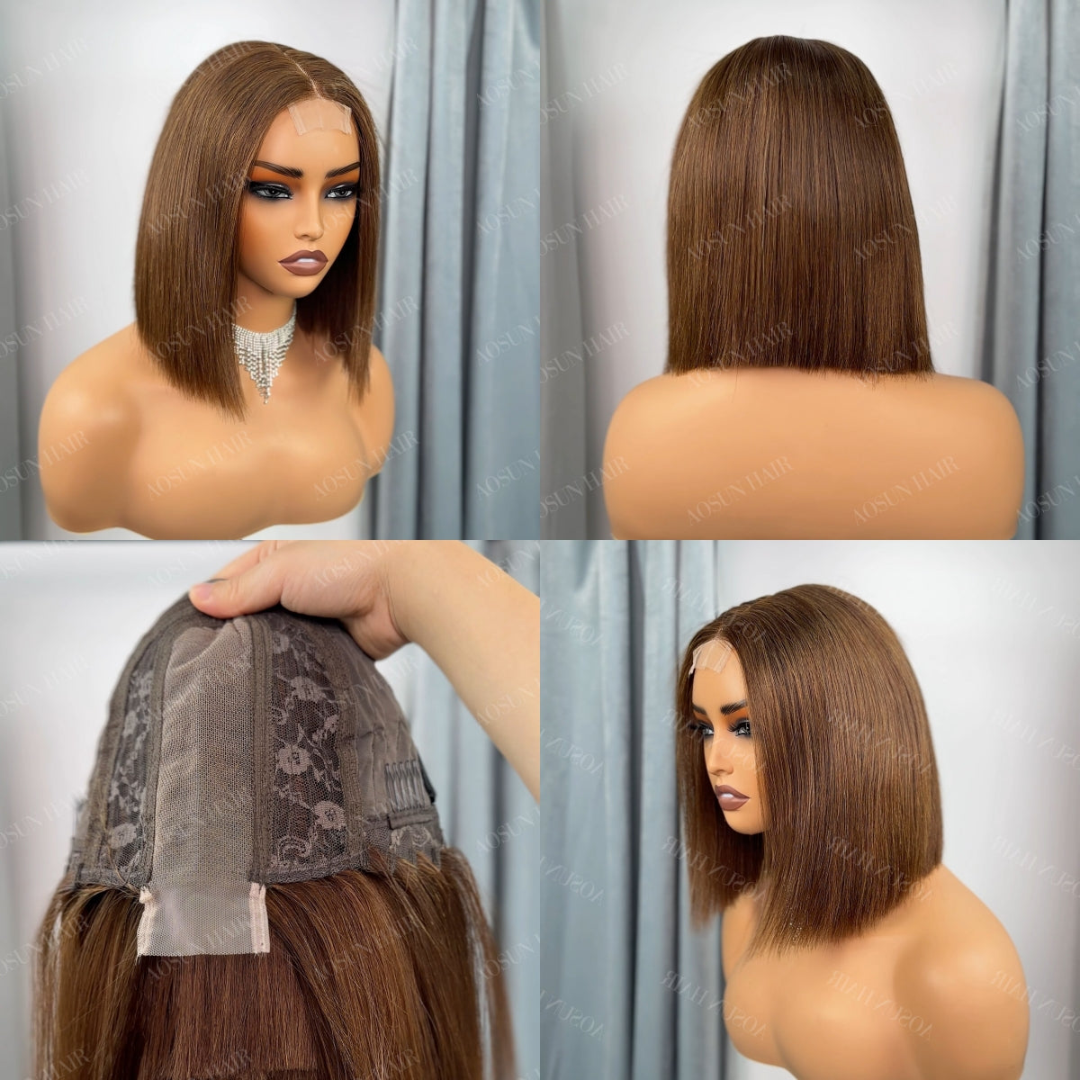 SDD Raw Human Hair  2x6 Kim K Bob Wig 10inch