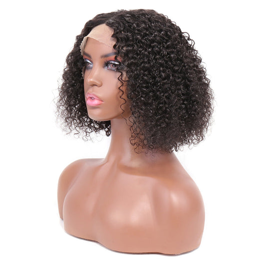 180% Short Curly Bob Wig Lace Front Human Hair Wigs Transparent Lace T Part Kinky Curly Human Hair Wig