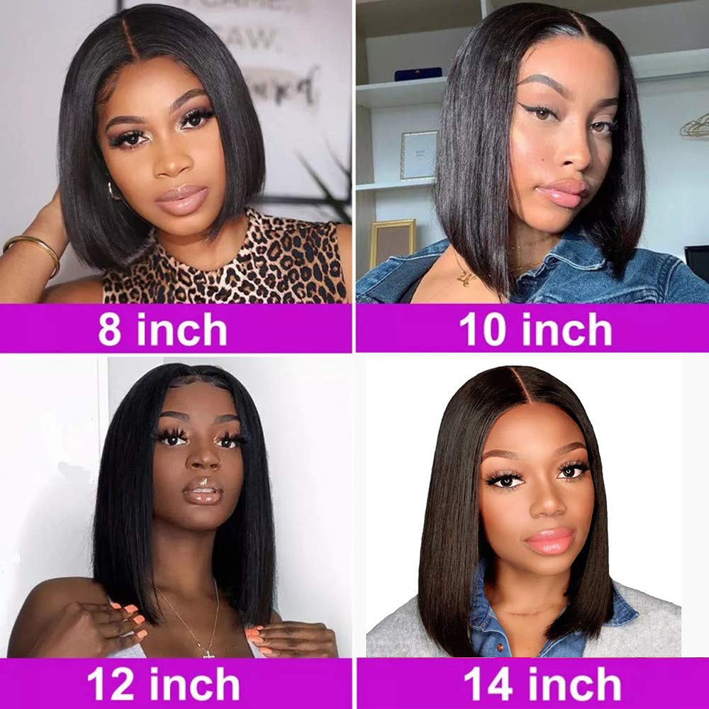 Aosun Straight Short Bob Wigs T-Part Lace Virgin Hair Deep Parting Lace Wig