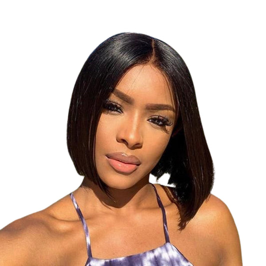 Aosun Straight Short Bob Wigs T-Part Lace Virgin Hair Deep Parting Lace Wig